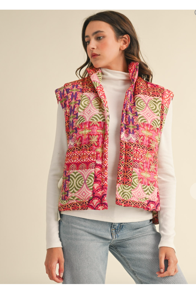 Pink Patch Quilt Vest